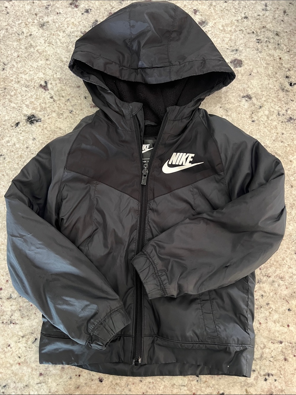Nike Kids Black fleece lined Hooded windbreaker Jacket